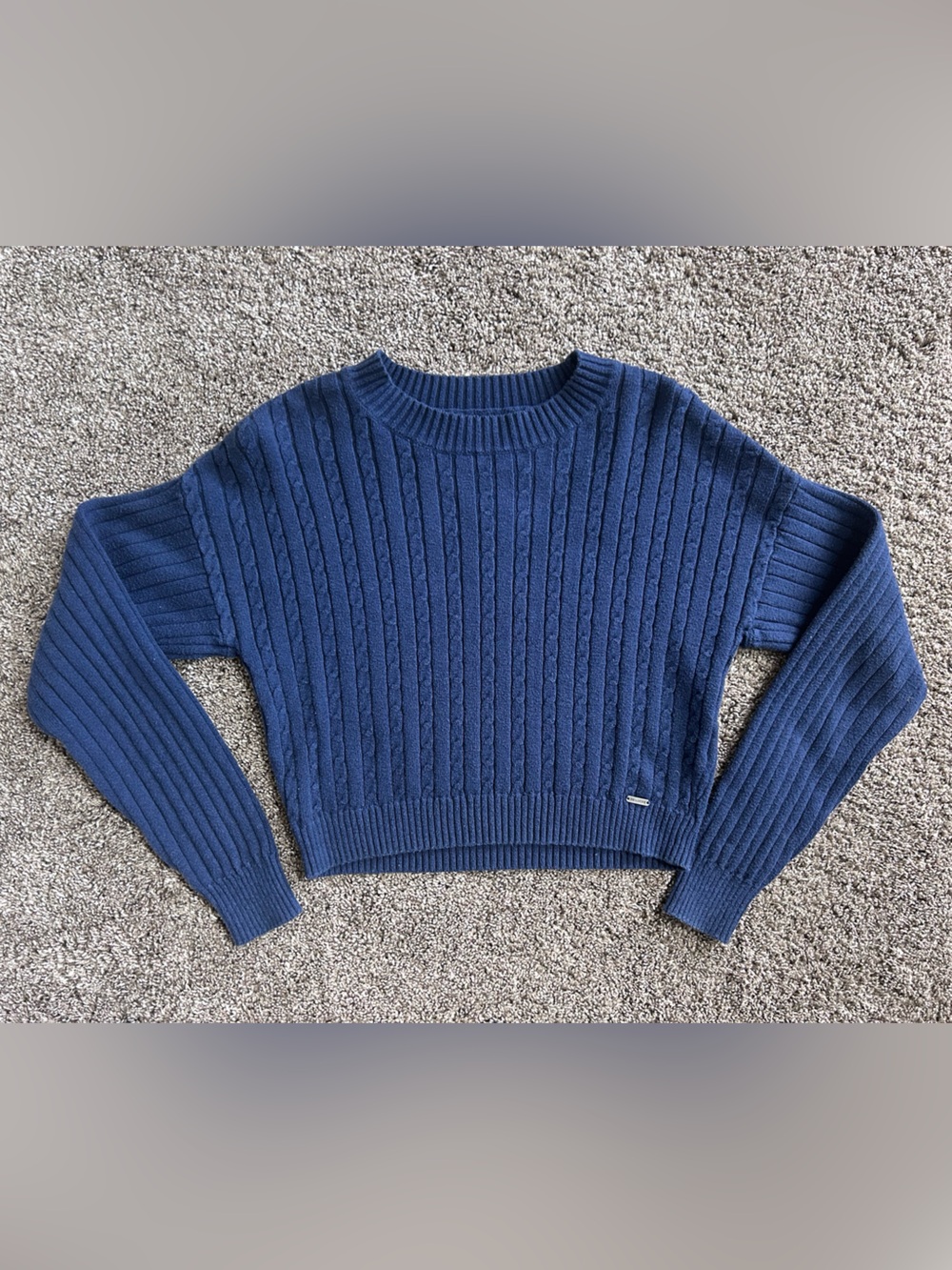 Hollister Women's Navy Cable Crewneck Sweater XXS